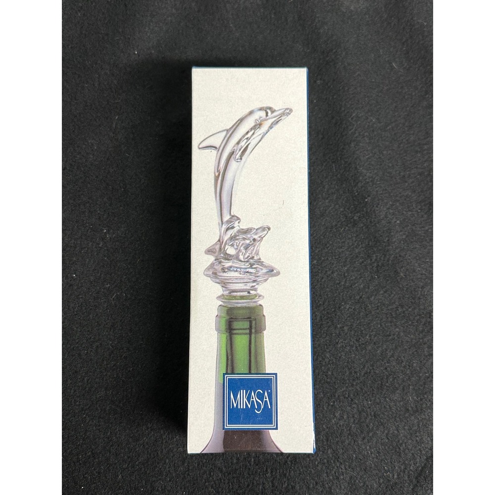 Mikasa Lead Crystal Dolphin Wine Bottle Stopper Austria T8129-900 Clear Nautical